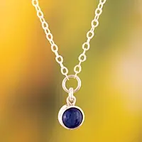 Marine GlowSilver Pendant Necklace with Natural Cabochon Sodalite Stone Sale