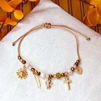 Golden ManaInspirational 24k Gold-Plated Crystal Pearl Charm Bracelet Instant Buy