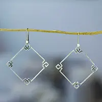 Hot Deal Glorious GeometryGeometric Polished Sterling Silver Dangle Earrings