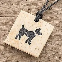 Mega Sale Best FriendCoconut Shell and Lava Stone Dog Pendant Necklace
