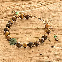 Natural OriginsHandcrafted Tiger's Eye Beaded Bracelet with Jasper Pendant Fresh Stock