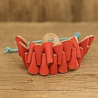 Vermilion BridgeAdjustable Leather Wristband Bracelet Crafted