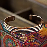 Big Sale Streaky CharmCopper Cuff Bracelet with Stripes Made in Mexico