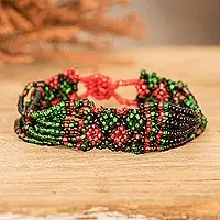 New Arrival Colorful ChristmasChristmas-Themed Green and Red Multi-Strand Beaded Bracelet