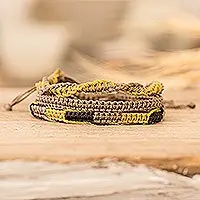 Summer LandscapesSet of 3 Yellow Brown and Black Macrame Friendship Bracelets Special Offer