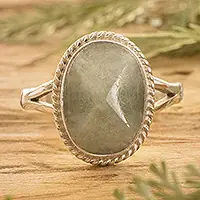 Best Choice Sophisticated VitalityPolished Sterling Silver Cocktail Ring with Green Jade Jewel