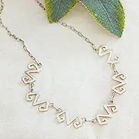 Greca MajestyHigh-Polished Greca-Themed Sterling Silver Link Necklace Direct From Factory