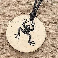 Friend of the PondCoconut Shell and Lava Stone Frog Pendant Necklace Hot Picks