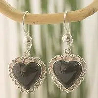 Zinnia LoveDark Green Jade and Sterling Silver Handcrafted Earrings Affordable