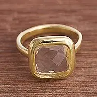 Best Seller Beautiful SoulSquare Gold Plated Sodalite Single Stone Ring from Peru