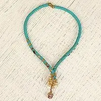 Premium Beautiful Fascination18k Gold Accent Agate Pendant Necklace from Mexico
