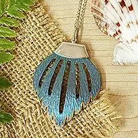 Blue Agassizi FinSterling Silver and Titanium Pendant Necklace from Mexico Save Now