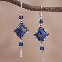 LegacyLapis Lazuli and Sterling Dangle Handmade Earrings Worldwide Shipping