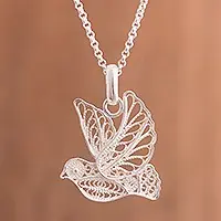 Peace and GraceHandcrafted Sterling Silver Filigree Dove Pendant Necklace Final Sale