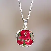 Fresh Stock Crown LuckRound Natural Flower Pendant Necklace from Mexico