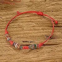 Big Sale Fire EnergyEco-Friendly Recycled Paper Beaded Bracelet in Red