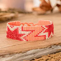 Dulcet BlastHandcrafted Red and Pink Star Glass Bead Wristband Bracelet Exclusive