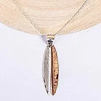 Hammered AbstractionTaxco Sterling Silver and Copper Pendant Necklace Place Order