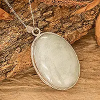 Treasures of My LandReversible Silver and Apple Green Jade Maya Pendant Necklace Affordable