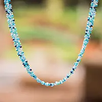 Buy Today Magical DelicacyAdjustable Crystal Glass Beaded Necklace in Light Blue