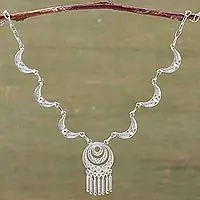 Best Seller Andean MoonsHand Made Peruvian Fine Silver Filigree Necklace