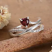 Valentine PromiseCrisscross Garnet Pave Cubic Zirconia Silver Cocktail Ring Free Shipping