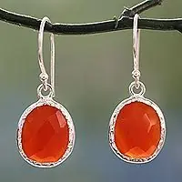 Grab Now Fire EnthrallHand Crafted Red Onyx and Sterling Silver Dangle Earrings