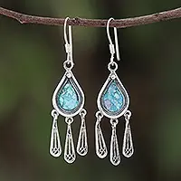 Ancient RainDrop-Shaped Roman Glass Chandelier Earrings from Thailand Hot Deal
