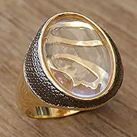 Luxury Holy ImageGold-Accented Quartz & Rhodium Virgin Mary Cocktail Ring
