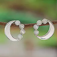 Clearance Mexico MoonGood Fortune Sterling Silver Button Moonstone Earrings