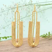 Intrepid FutureAvant-Garde Polished 22K Gold-Plated Brass Drop Earrings Final Sale