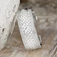 Pandan WeavingHand Woven Sterling Silver Cuff Bracelet Buy Direct