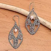 Viral White DogwoodPearl filigree earrings