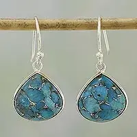 Dancing SoulSterling Silver and Composite Turquoise Earrings from India Secure Checkout