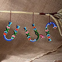 Authentic Armenian NatureArtisan-Made 3-Piece Armenian Mountain Alphabet Ornament Set