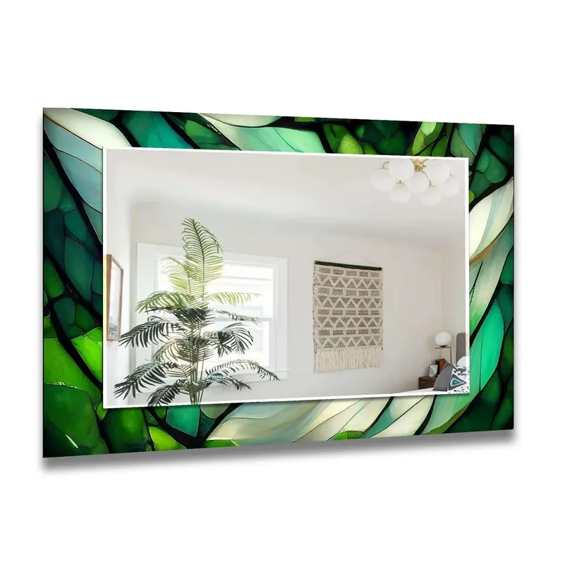 Green and White Abstract Wall Mirror Special Offer