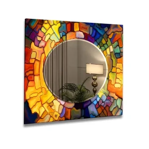 Yellow & Red Stained Wall Mirror Limited Edition