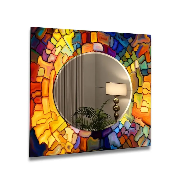 Yellow & Red Stained Wall Mirror Limited Edition