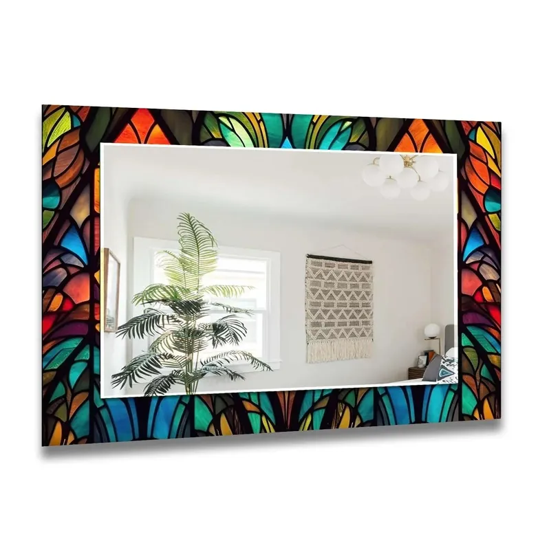 Pattern of Leaves Stained Wall Mirror Instant Buy