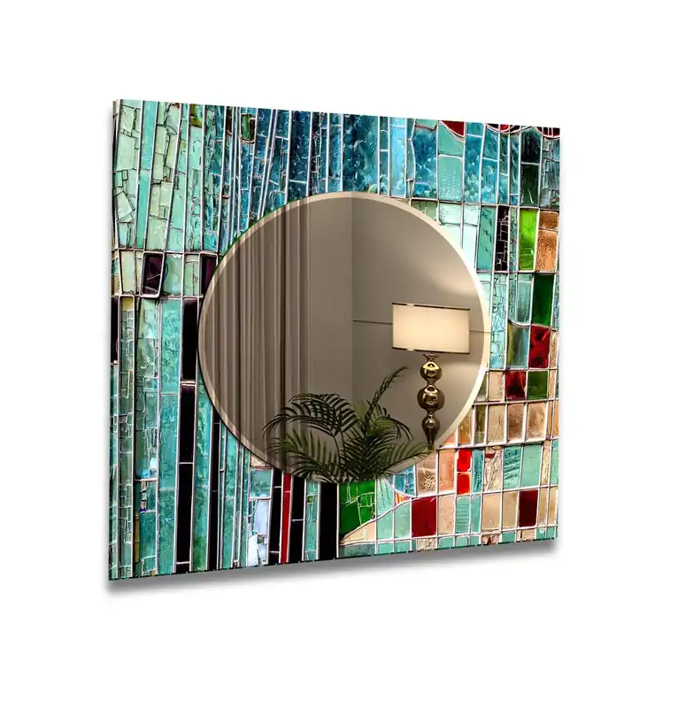 One Day Deal Stained Light Blue Wall Mirror