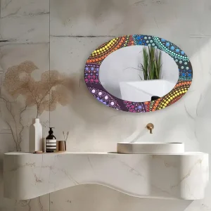 Yellow Color Mosaic Oval Wall Mirror Genuine