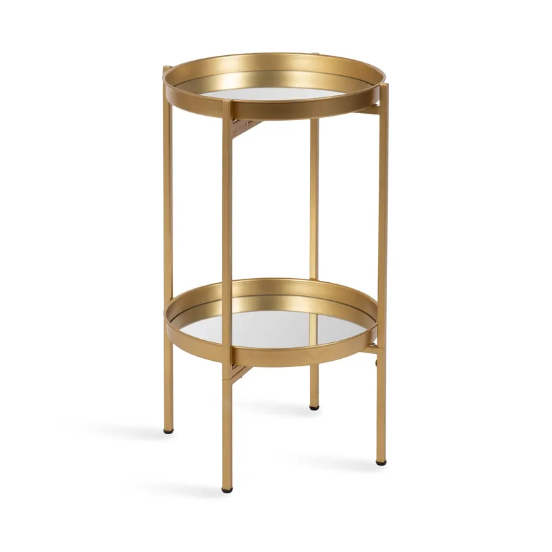 Celia Round 2-Tier Metal Foldable Tray Table Crafted