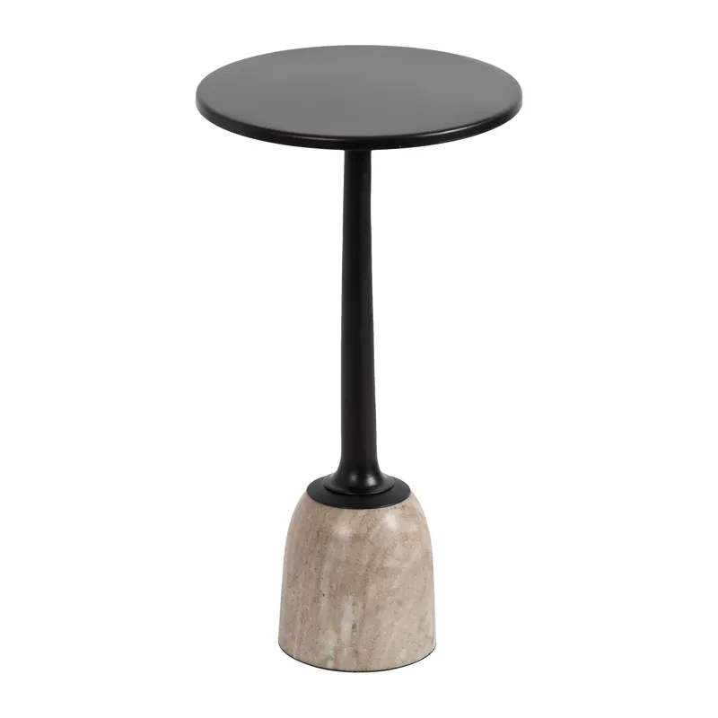Nyall Round Metal and Marble Drink Table Big Sale