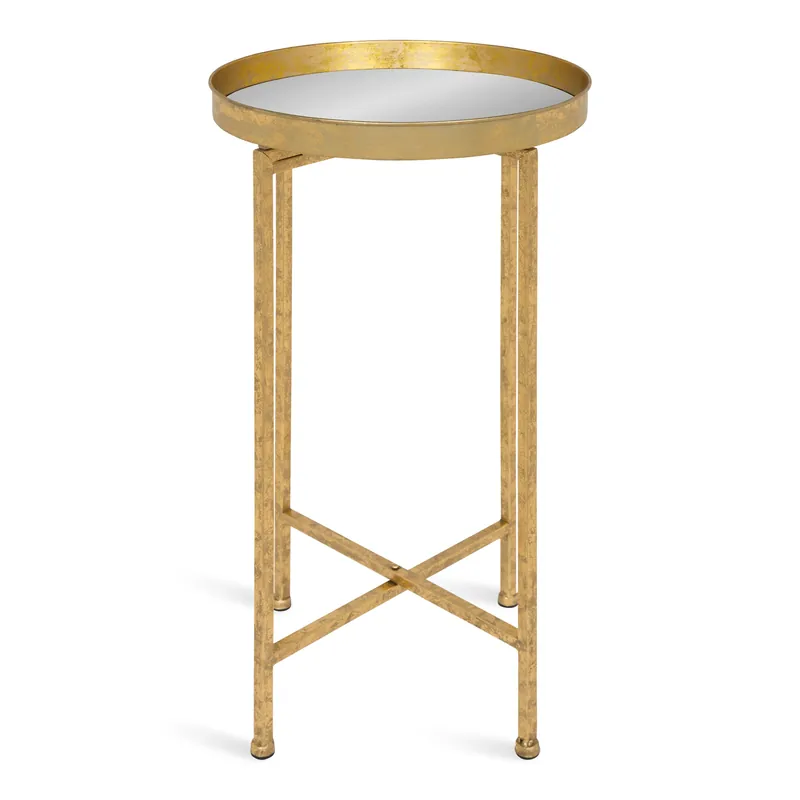 Free Returns Celia Round Metal Foldable Tray Accent Table