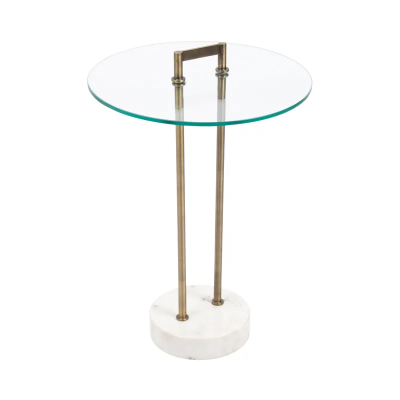 Clearance Cerullo Glass Metal and Marble Side Table