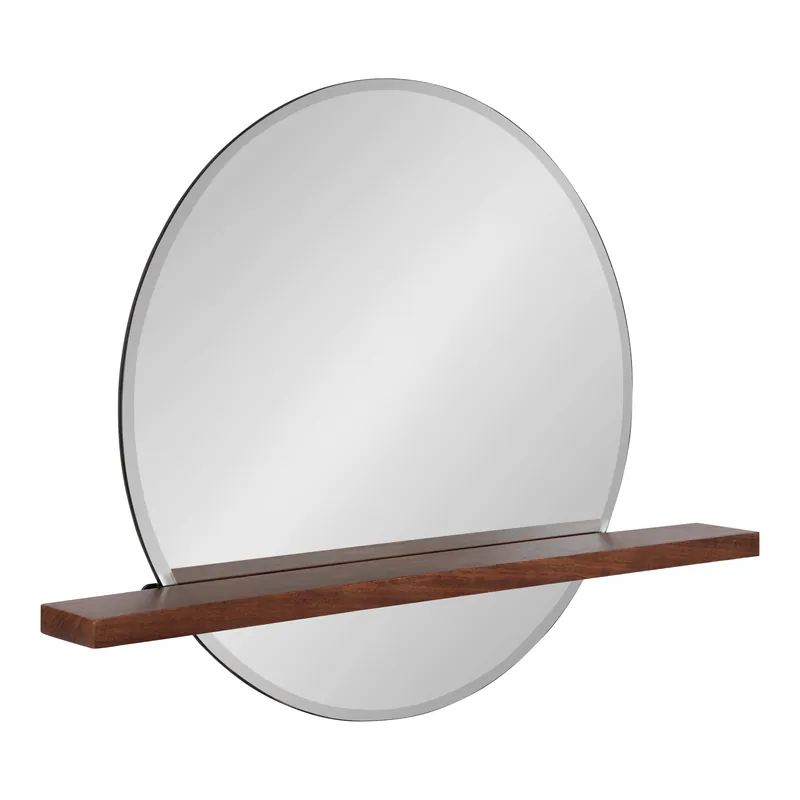 Deal Fosset Round Frameless Mirror with Shelf