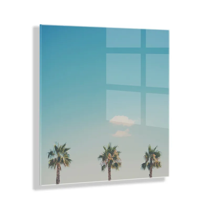 A Trio Of Palm Trees Floating Acrylic Art by Laura Evans Seasonal Sale