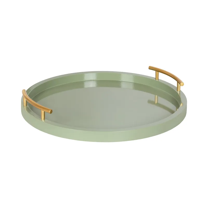 Hassle-Free Returns Halsey Wood Round Decorative Tray