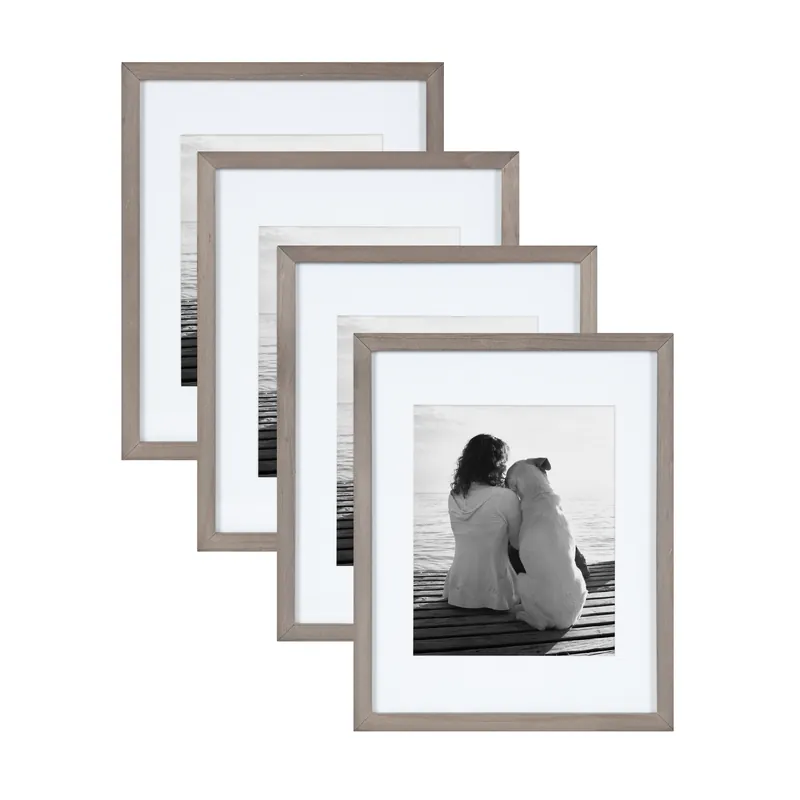 Gallery 11x14 matted to 8x10 Wood Picture Frame, Set of 4 Genuine