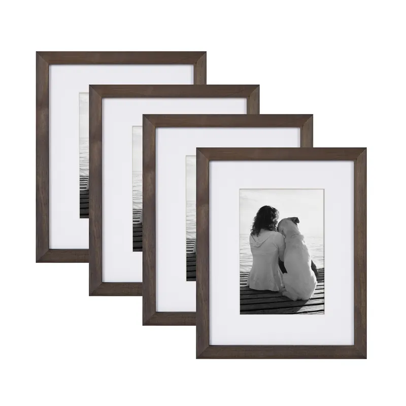 Authentic Gallery 8x10 matted to 5x7 Wood Picture Frame, Set of 4